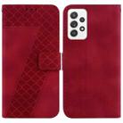 For Samsung Galaxy A52 4G/5G Seven-shaped Embossed Leather Phone Case(Red) - 1