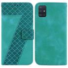 For Samsung Galaxy A71 Seven-shaped Embossed Leather Phone Case(Green) - 1