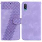 For Samsung Galaxy A02/M02 4G Indian 7-shaped Embossed Leather Phone Case(Purple) - 1