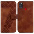 For Samsung Galaxy A21s Seven-shaped Embossed Leather Phone Case(Brown) - 1
