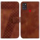 For Samsung Galaxy A21s 7-shaped Embossed Leather Phone Case(Brown) - 1