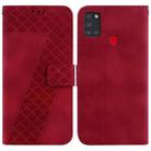 For Samsung Galaxy A21s Seven-shaped Embossed Leather Phone Case(Red) - 1