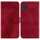 For Samsung Galaxy A31 Seven-shaped Embossed Leather Phone Case(Red) - 1