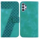 For Samsung Galaxy A32 4G Seven-shaped Embossed Leather Phone Case(Green) - 1