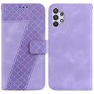 For Samsung Galaxy A32 4G Seven-shaped Embossed Leather Phone Case(Purple) - 1