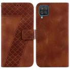 For Samsung Galaxy F22 4G Seven-shaped Embossed Leather Phone Case(Brown) - 1