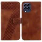 For Samsung Galaxy M33 5G Seven-shaped Embossed Leather Phone Case(Brown) - 1