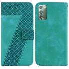 For Samsung Galaxy Note20 Seven-shaped Embossed Leather Phone Case(Green) - 1
