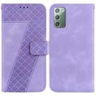 For Samsung Galaxy Note20 7-shaped Embossed Leather Phone Case(Purple) - 1