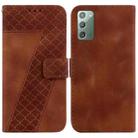 For Samsung Galaxy Note20 7-shaped Embossed Leather Phone Case(Brown) - 1