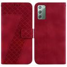 For Samsung Galaxy Note20 Seven-shaped Embossed Leather Phone Case(Red) - 1