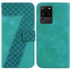 For Samsung Galaxy S20 Ultra Seven-shaped Embossed Leather Phone Case(Green) - 1