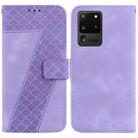 For Samsung Galaxy S20 Ultra Seven-shaped Embossed Leather Phone Case(Purple) - 1