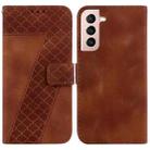 For Samsung Galaxy S21 FE 5G Seven-shaped Embossed Leather Phone Case(Brown) - 1