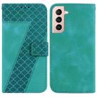 For Samsung Galaxy S21+ 5G 7-shaped Embossed Leather Phone Case(Green) - 1