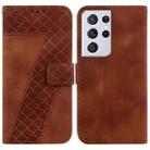 For Samsung Galaxy S21 Ultra 5G 7-shaped Embossed Leather Phone Case(Brown) - 1
