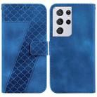 For Samsung Galaxy S21 Ultra 5G 7-shaped Embossed Leather Phone Case(Blue) - 1