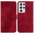 For Samsung Galaxy S21 Ultra 5G Seven-shaped Embossed Leather Phone Case(Red) - 1