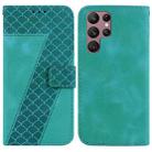 For Samsung Galaxy S22 Ultra 5G Seven-shaped Embossed Leather Phone Case(Green) - 1