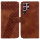 For Samsung Galaxy S22 Ultra 5G Seven-shaped Embossed Leather Phone Case(Brown) - 1