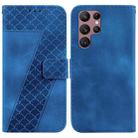 For Samsung Galaxy S22 Ultra 5G 7-shaped Embossed Leather Phone Case(Blue) - 1
