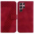 For Samsung Galaxy S22 Ultra 5G 7-shaped Embossed Leather Phone Case(Red) - 1