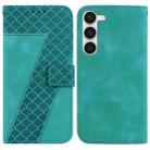 For Samsung Galaxy S23 5G Seven-shaped Embossed Leather Phone Case(Green) - 1