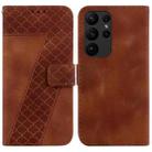 For Samsung Galaxy S23 Ultra 5G 7-shaped Embossed Leather Phone Case(Brown) - 1