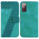 For Samsung Galaxy S20 FE 4G/5G Seven-shaped Embossed Leather Phone Case(Green) - 1