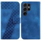 For Samsung Galaxy S24 Ultra 5G Seven-shaped Embossed Leather Phone Case(Blue) - 1