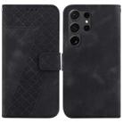 For Samsung Galaxy S24 Ultra 5G Seven-shaped Embossed Leather Phone Case(Black) - 1