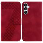 For Samsung Galaxy M15/F15 Seven-shaped Embossed Leather Phone Case(Red) - 1