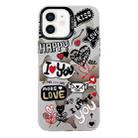 For iPhone 12 Electroplated Silver Series PC Protective Phone Case(Love Writing) - 1