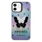 For iPhone 12 Electroplated Silver Series PC Protective Phone Case(Black Butterfly) - 1