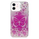 For iPhone 12 Electroplated Silver Series PC Protective Phone Case(Pink Butterfly) - 1