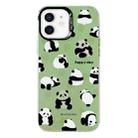 For iPhone 12 Electroplated Silver Series PC Protective Phone Case(Green Panda) - 1