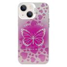 For iPhone 13 Electroplated Silver Series PC Protective Phone Case(Pink Butterfly) - 1