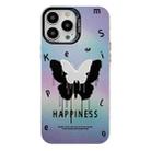 For iPhone 13 Pro Electroplated Silver Series PC Protective Phone Case(Black Butterfly) - 1