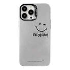 For iPhone 13 Pro Electroplated Silver Series PC Protective Phone Case(Simple Smiley Face) - 1
