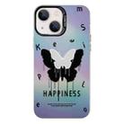 For iPhone 15 Plus Electroplated Silver Series PC Protective Phone Case(Black Butterfly) - 1