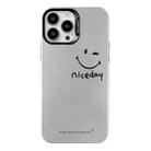 For iPhone 15 Pro Max Electroplated Silver Series PC Protective Phone Case(Simple Smiley Face) - 1