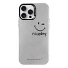 For iPhone 16 Pro Max Electroplated Silver Series PC Protective Phone Case(Simple Smiley Face) - 1