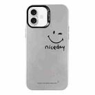 For iPhone 16 Plus Electroplated Silver Series PC Protective Phone Case(Simple Smiley Face) - 1