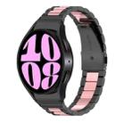 For Samsung Galaxy Watch 6 / 6 Classic Three Bead Stainless Steel Watch Band(Black Pink) - 1