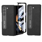 For Samsung Galaxy Z Fold5 Integrated Genuine Leather Luolai Series Phone Case with Holder(Black) - 1