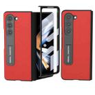 For Samsung Galaxy Z Fold5 Integrated Genuine Leather Luolai Series Phone Case with Holder(Red) - 1