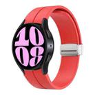 For Samsung Galaxy Watch 6 / 6 Classic Magnetic Folding Silver Buckle Silicone Watch Band, Size:Large Size(Red) - 1