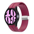 For Samsung Galaxy Watch 6 / 6 Classic Magnetic Folding Silver Buckle Silicone Watch Band, Size:Large Size(Wine Red) - 1