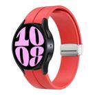 For Samsung Galaxy Watch 6 / 6 Classic Magnetic Folding Silver Buckle Silicone Watch Band, Size:Small Size(Red) - 1