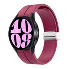 For Samsung Galaxy Watch 6 / 6 Classic Magnetic Folding Silver Buckle Silicone Watch Band, Size:Small Size(Wine Red) - 1